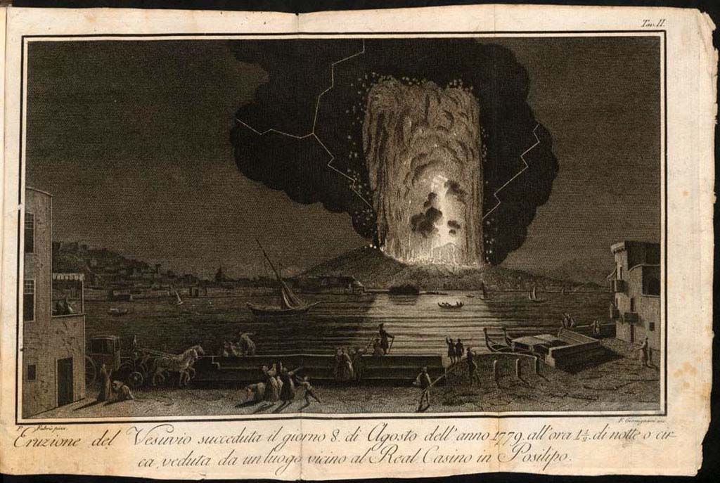 Vesuvius Eruption August 8th, 1779 from Santa Lucia al Mare. Drawn by